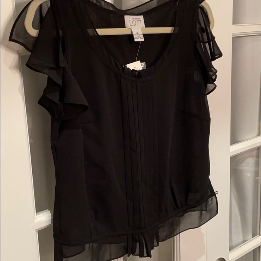 New Loft cute black sheer top